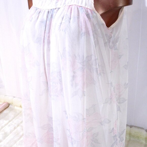 Aristocraft Vintage Floral Pink Double Nylon Nightgown M/L - Picture 8 of 12